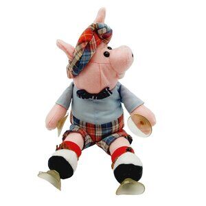 Carousel By Guy Plush Pig Stuffed Golfer 1988 Window Stick Up  10”
